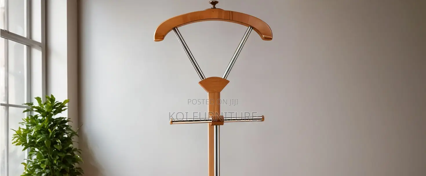 Dressers; Wooden Brown Long Coat Hat Hangers