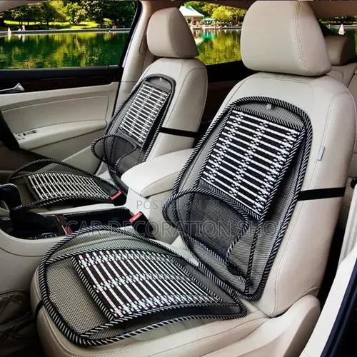 2pc Front Seat Beaded Backrest Seat Cover Relieve Back Pain Fatigue