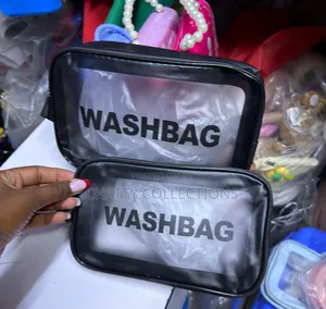 Black 2 in 1 Transparent Wash Bag Set / Makeup Bag