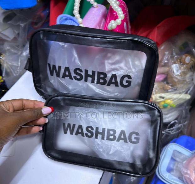 Black 2 in 1 Transparent Wash Bag Set / Makeup Bag