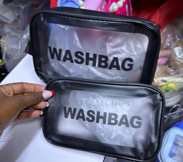 Black 2 in 1 Transparent Wash Bag Set / Makeup Bag - thumbnail 2