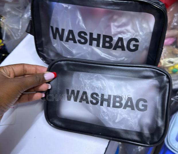 Black 2 in 1 Transparent Wash Bag Set / Makeup Bag - thumbnail 3