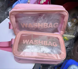 Pink 2 in 1 Transparent Wash Bag Set / Makeup Bag