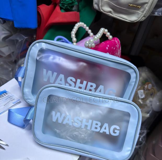 Blue 2 in 1 Transparent Wash Bag Set / Makeup Bag