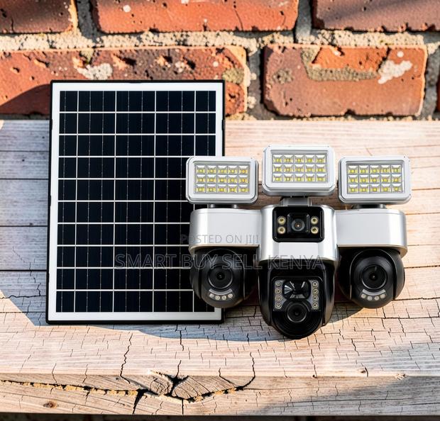 Remote Control 4g Triple Lens Solar Camera With Solar Flood Lights