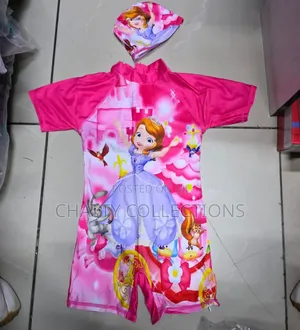 Cartoon Themed Swimming Costumes for Girls With Swimming Cap