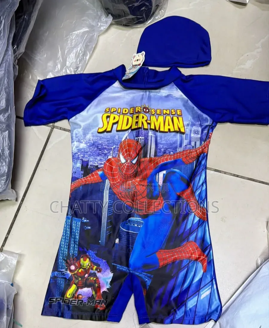 Cartoon Themed Swimming Costumes for Boys With Swimming Cap