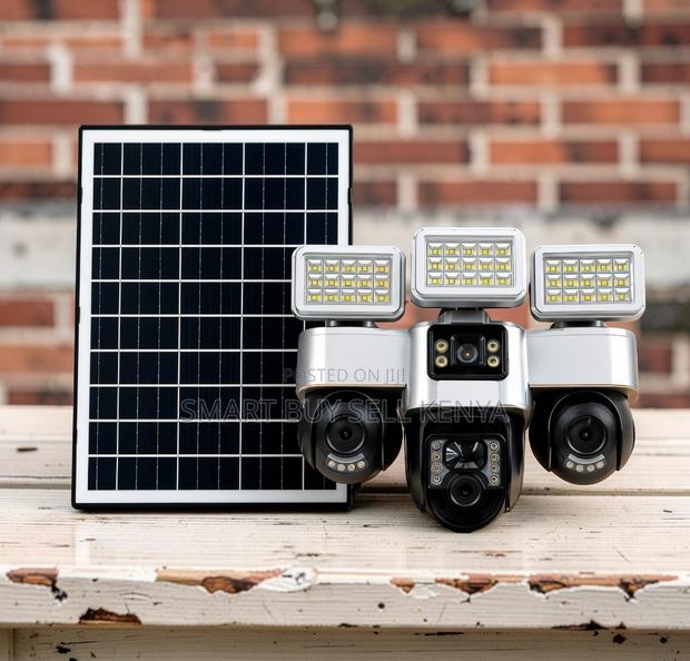 4g Triple Lens Solar Camera With Solar Flood Lights With Loud Speaker