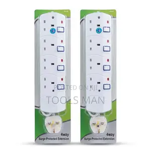 4-Way Surge Protected Extension Lead - Heavy Duty 3m Multi-Plug White