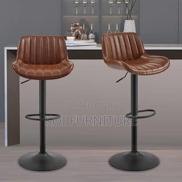 Barstools; Blarrae Leather Adjustable Barstools - thumbnail 3