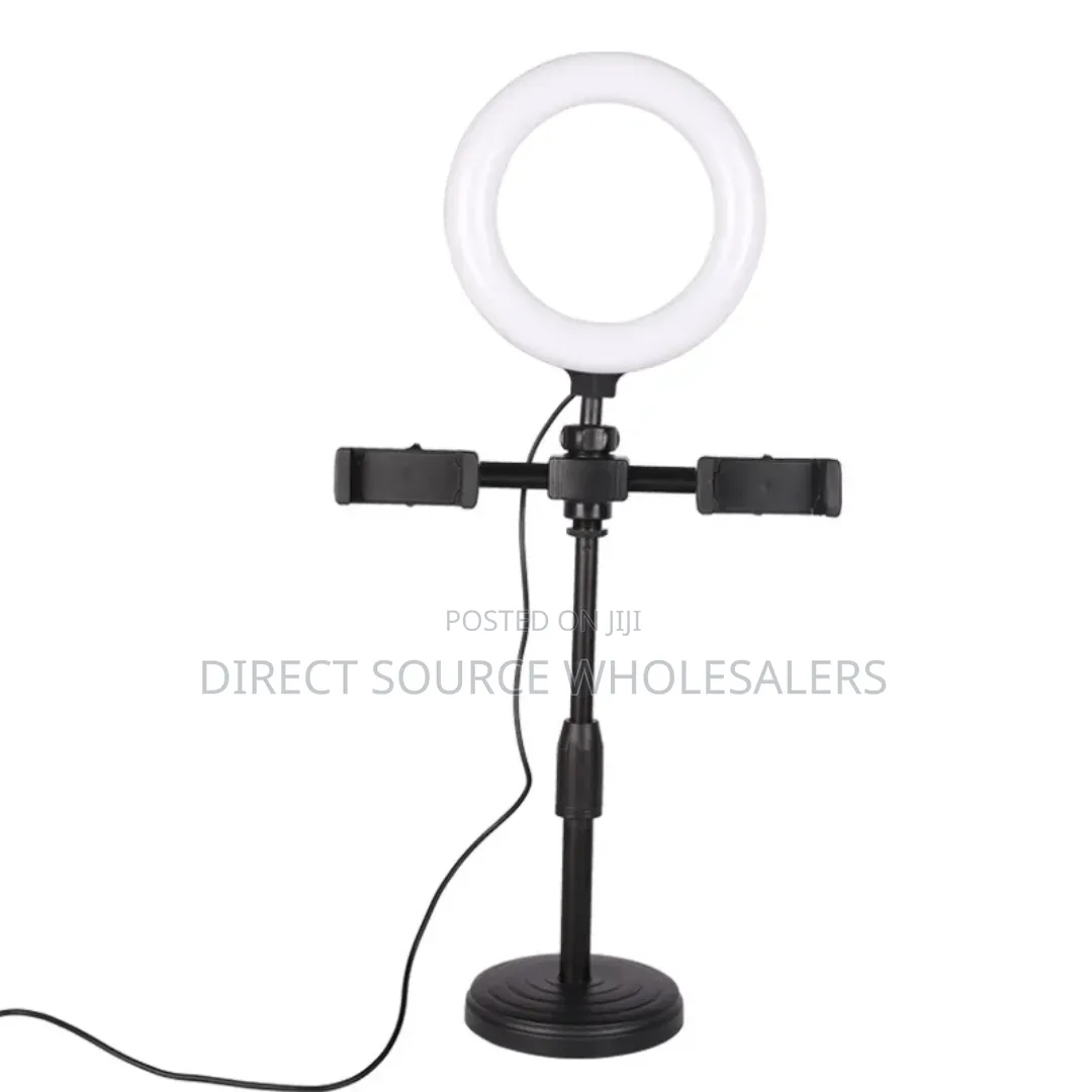 2 Phone Holder Ring Light With Table Stand – Adjustable Led Fill Light
