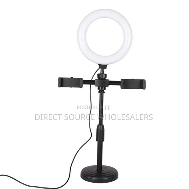 2 Phone Holder Ring Light With Table Stand – Adjustable Led Fill Light - thumbnail 3