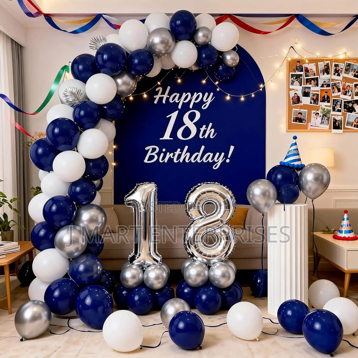 Navy Blue White And Silver Balloons Party Decorations