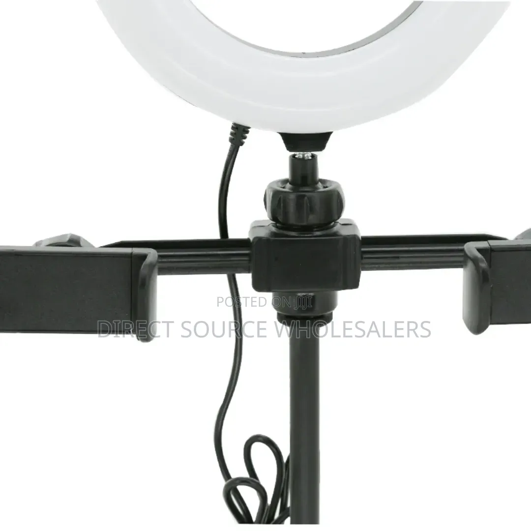 Ring Light With Dual Phone Holders Table Stand.