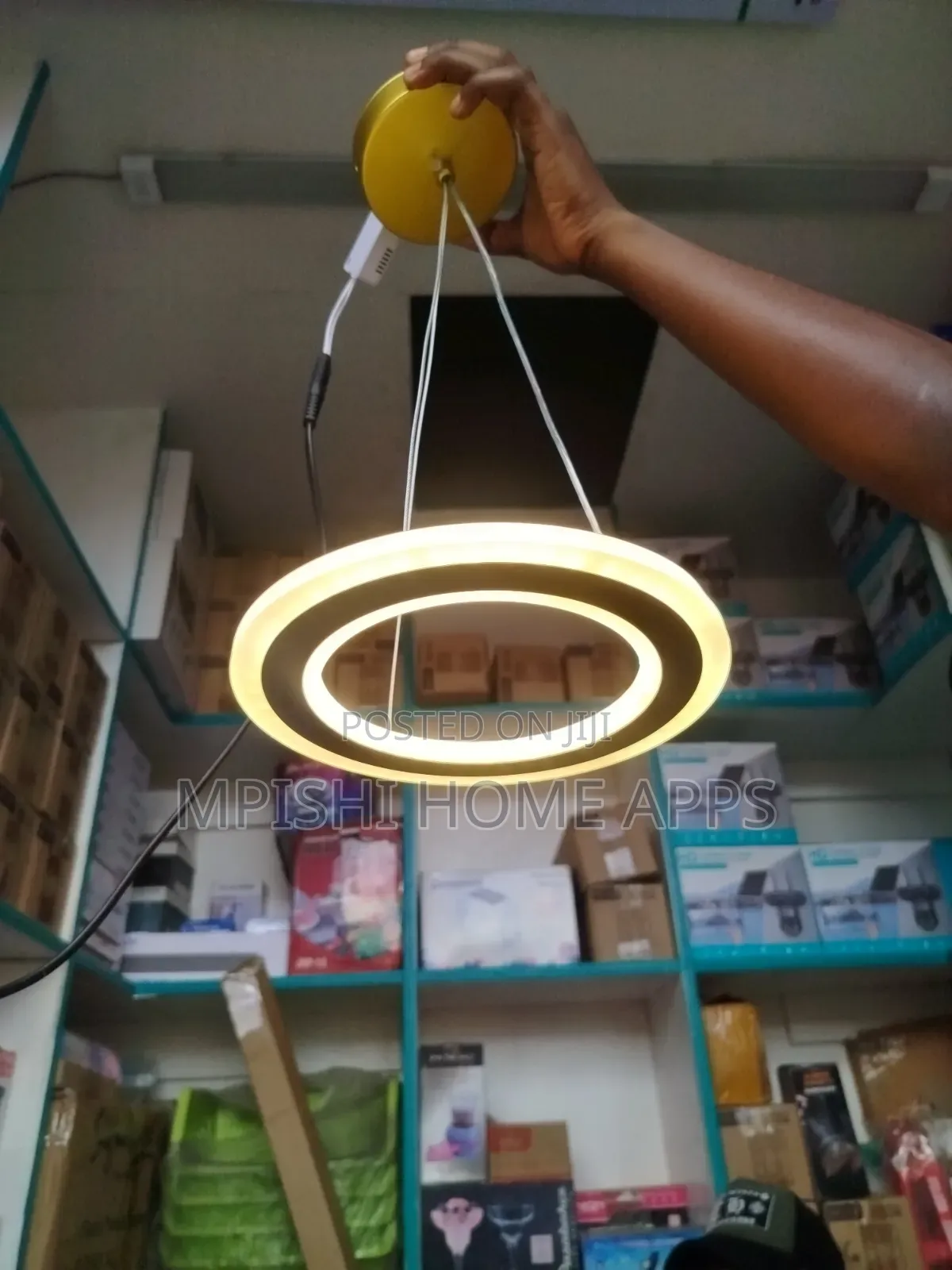 Circular Gold Pendant Light