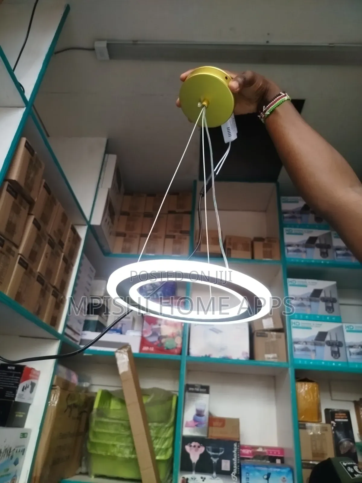 Circular Gold Pendant Light