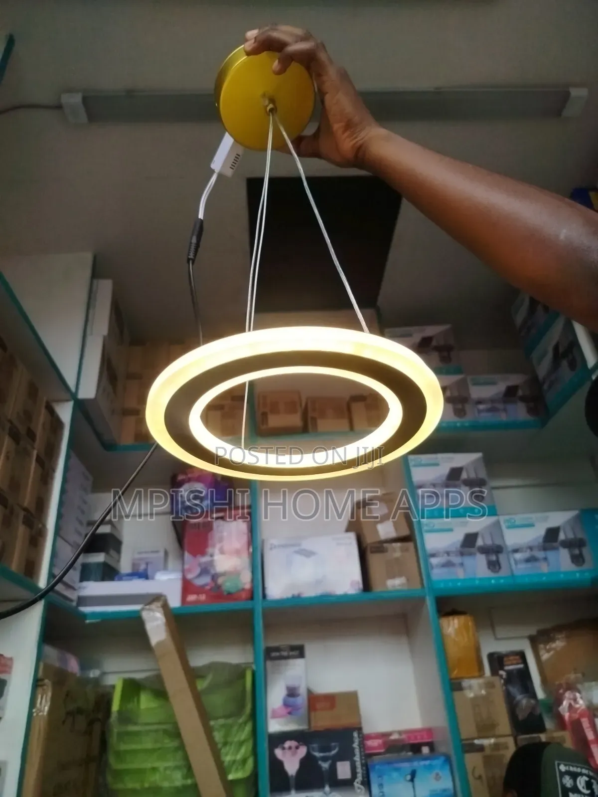 Circular Gold Pendant Light