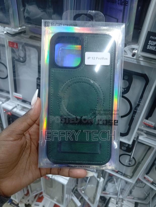 Green Leather Magnetic Phone Case Designed for the iPhone 12 Pro Max - main view
