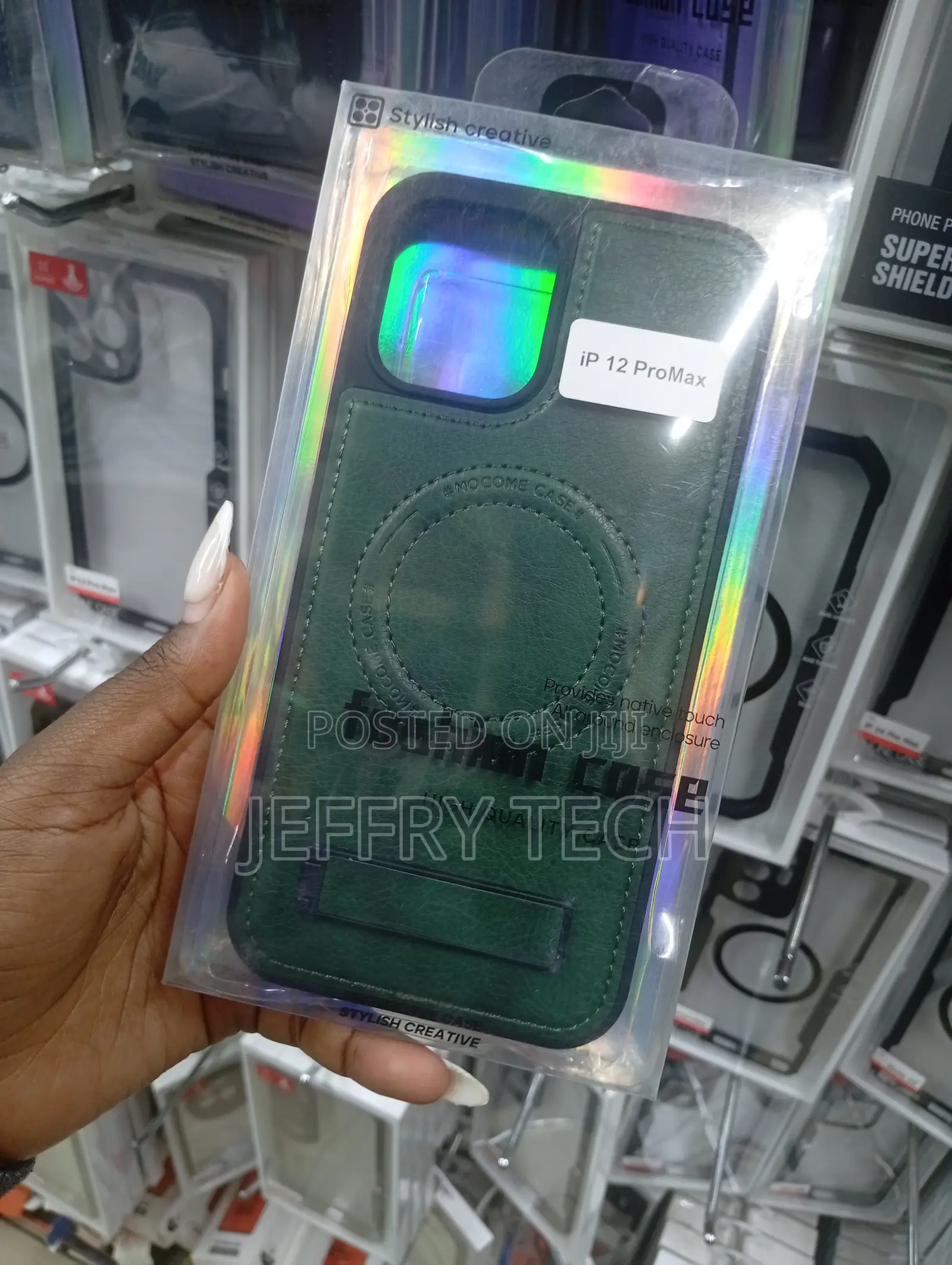 Green Leather Magnetic Phone Case Designed for the iPhone 12 Pro Max