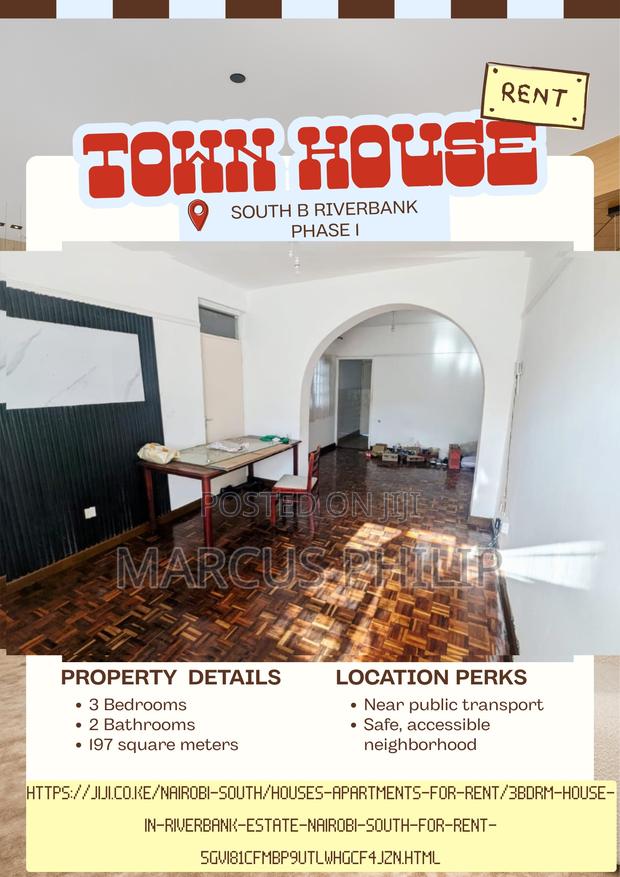 3bdrm Townhouse / Terrace in South B for rent