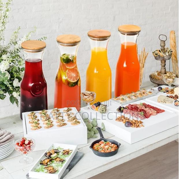 1 Litre Juice Storage Glass Jar/Carafe With Bamboo Lid - thumbnail 2