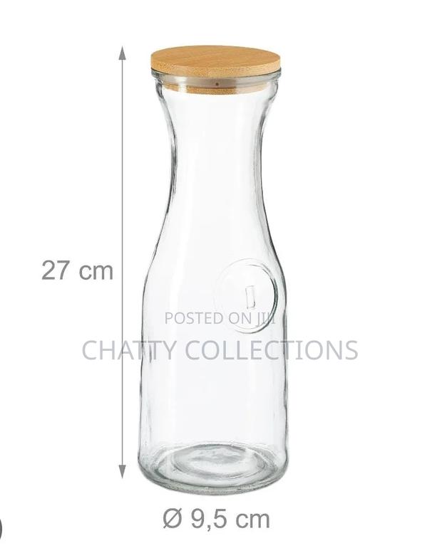 1 Litre Juice Storage Glass Jar/Carafe With Bamboo Lid - thumbnail 4