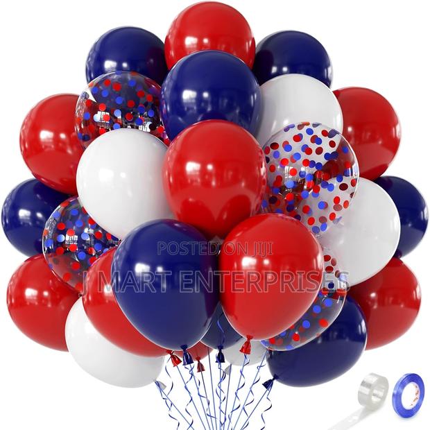 Navy Blue And Red And White Party Balloons For Birthday Graduation