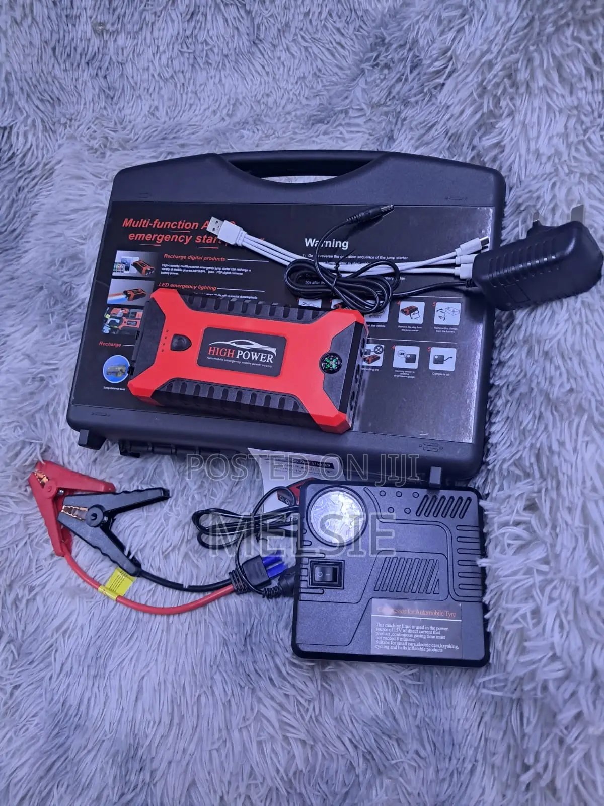 Portable Jump Starter Pack With Digital Air Pump Usb Output12v