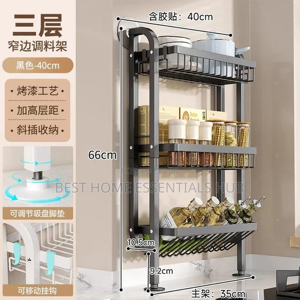 *3-Tier Wall-Mounted Kitchen Storage Rack - thumbnail 4