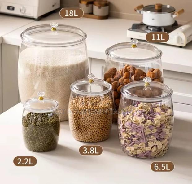 *Transparent Large Sealed Storage Jar*Sizes 2.2l,3.8l,6.5l,11l,18l