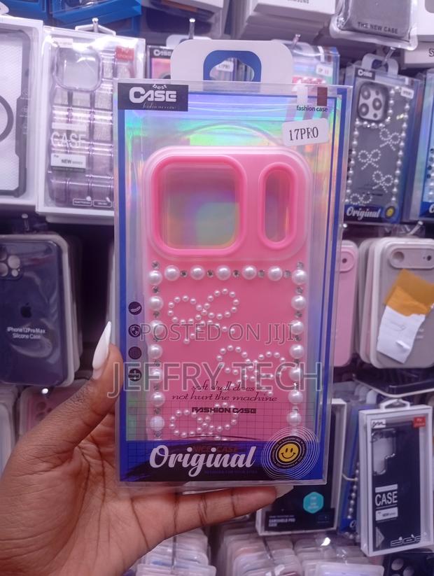 Phone Case in the Image Is a Pink 3d Pearl Bow Rhinestone Case,