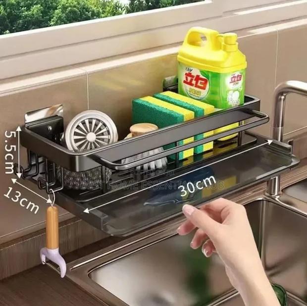 *Aluminum Kitchen Bathroom Sink Sponge Caddy - thumbnail 3