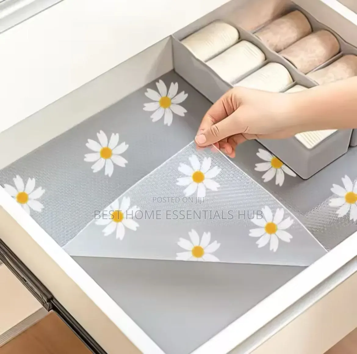 Daisy Pattern Kitchen Drawer Liner Oil Proof Shelf Liner Mat 45x500 Cm