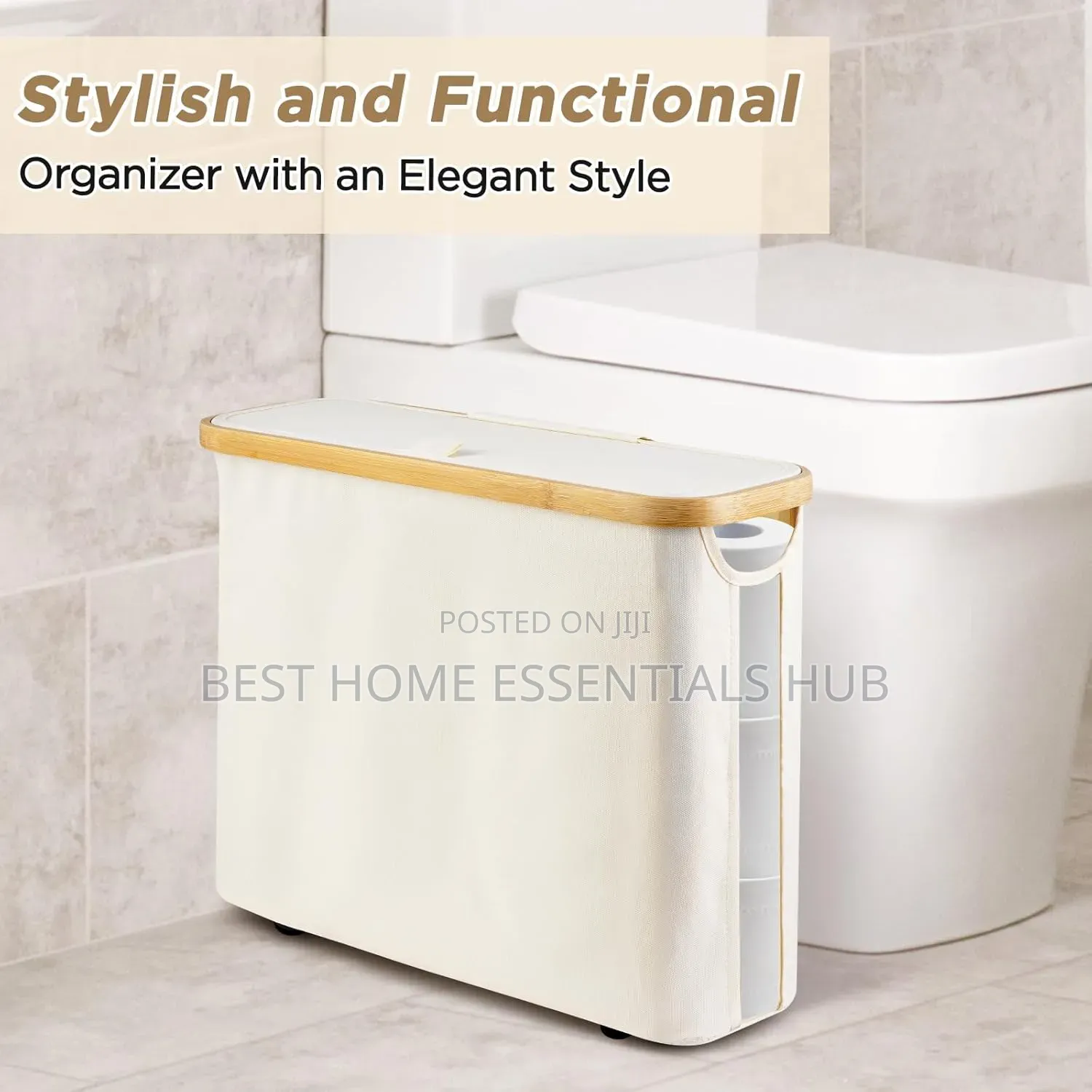 *Slim Bathroom Storage Cabinet With Bamboo Lid
