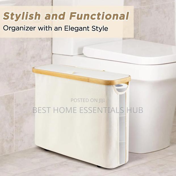 *Slim Bathroom Storage Cabinet With Bamboo Lid - thumbnail 4