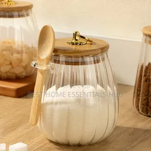 *Elegant Ribbed Glass Storage Jar 700mls