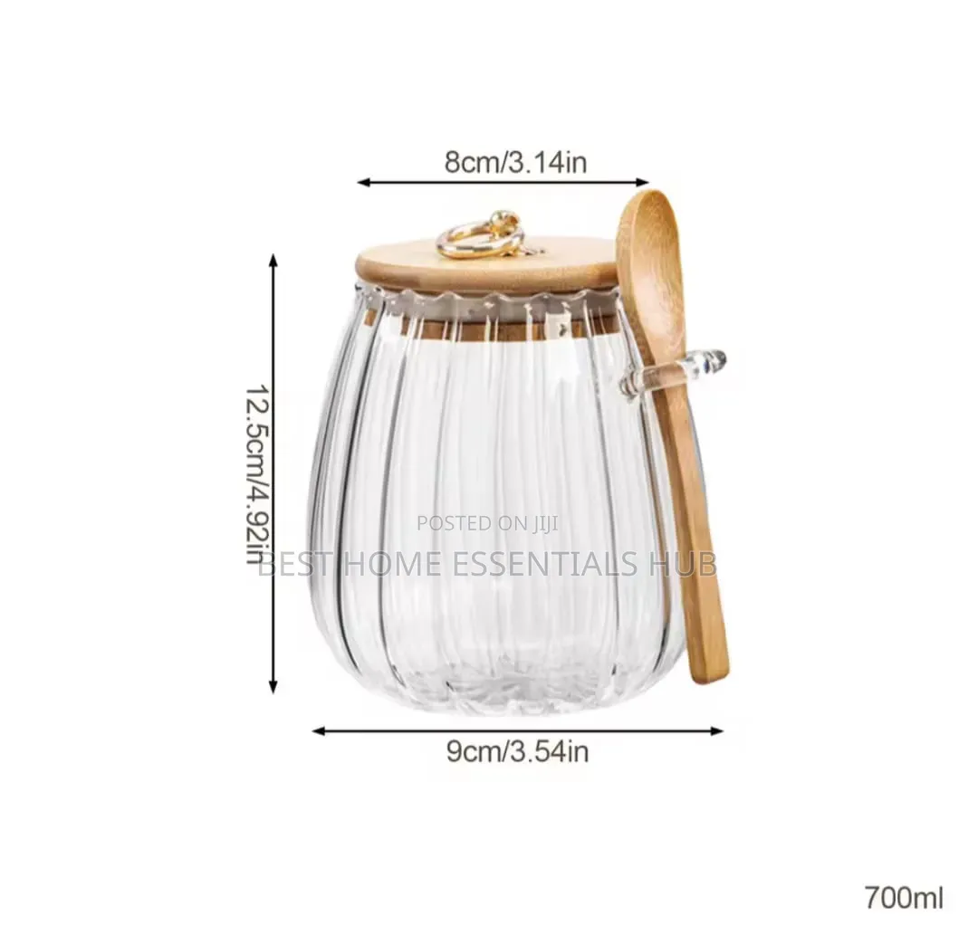 *Elegant Ribbed Glass Storage Jar 700mls