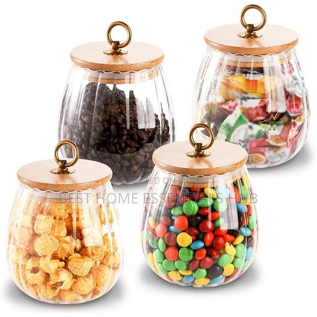 *Elegant Ribbed Glass Storage Jar 700mls - thumbnail 3