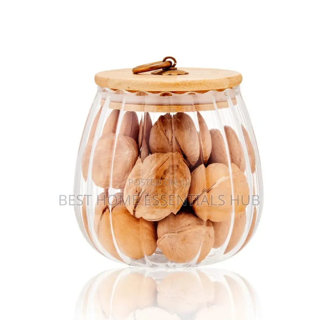 *Elegant Ribbed Glass Storage Jar 700mls