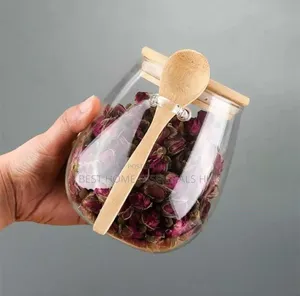 *Glass Storage Jar With Bamboo Lid and Spoon