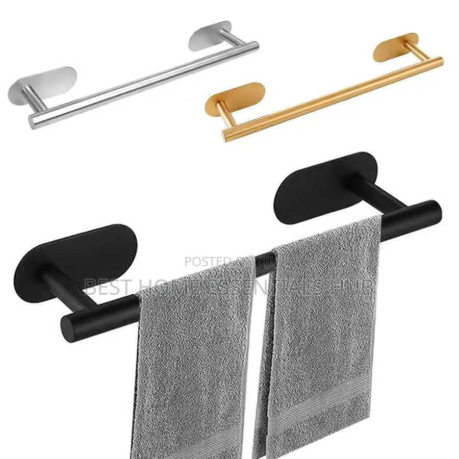 *Self-Adhesive Towel Bar-Black Silver