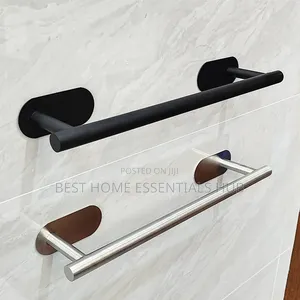*Self-Adhesive Towel Bar-Black Silver