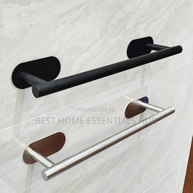 *Self-Adhesive Towel Bar-Black Silver - thumbnail 2