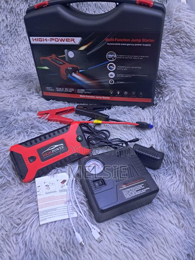 Car Jump Starter Power Bank With Air Compressor Emergency Light