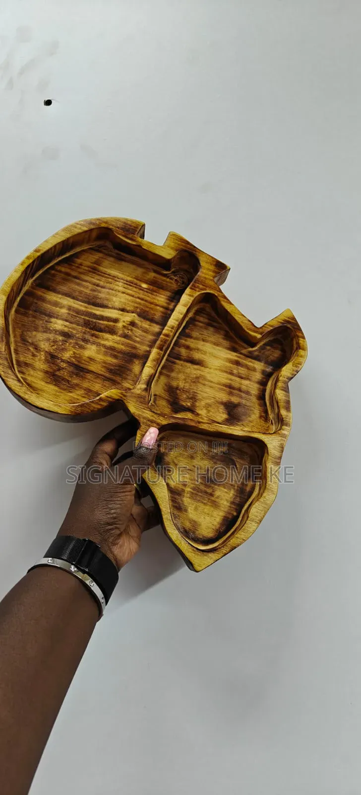 Partitioned Africa Shaped Wooden Serving Plate