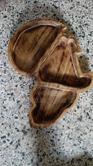 Partitioned Africa Shaped Wooden Serving Plate