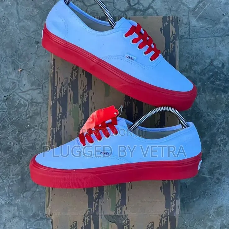 Vans Plain White-Red Sole-colourway.Size 37_45