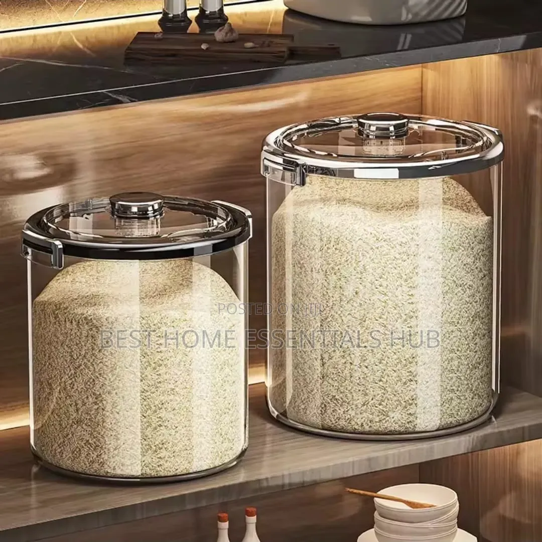5kg Acrylic Airtight Transparent Rice Bucket With Flip-Top Lid* 5 KGS
