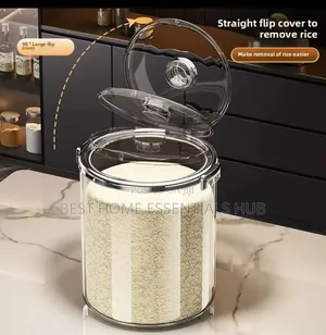 5kg Acrylic Airtight Transparent Rice Bucket With Flip-Top Lid* 5 KGS