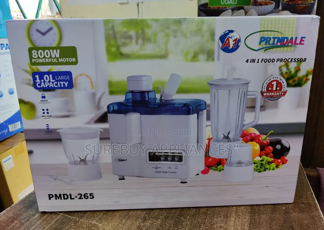 Primdale 4-in-1 Food Processor Juicer, Blender, Grinder Chopper